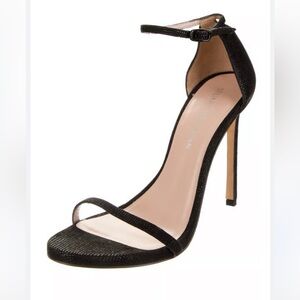 Stuart Weitzman NUDIST Goosebump Textured Leather High Heel Stilettos Black Sand